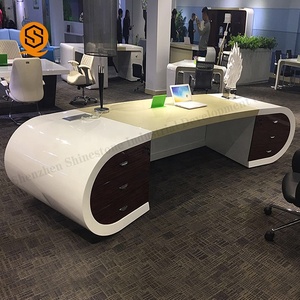 Escritorio de Oficina Moderno con Diseño de Borde Redondo, Color Blanco, para CEO, Estilo <span class=keywords><strong>Google</strong></span> - Product Image 2