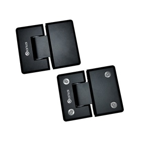 Noir <span class=keywords><strong>mat</strong></span> 180 degrés verre à verre carré zéro position réglable douche charnière plaques de couverture Design moderne pour salle de bain - Product Image 1