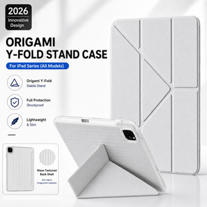 Étui pour <span class=keywords><strong>iPad</strong></span> avec texture ondulée, origami, pour Pro 11 13 M4 <span class=keywords><strong>Air</strong></span> M2 <span class=keywords><strong>Air</strong></span>, coussin antichoc, coque magnétique avec support - Product Image 1