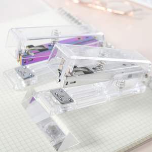 Pasador <span class=keywords><strong>de</strong></span> grapadora Manual transparente <span class=keywords><strong>de</strong></span> acrílico dorado rosa arcoíris plateado para uso en Escritorio <span class=keywords><strong>de</strong></span> oficina Material plástico duradero - Product Image 4