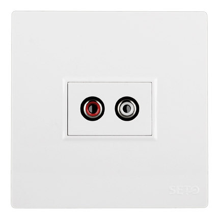 SETO 2 x RCA Phono AV Audio Wall face plate - White Slimline. NO SOLDERING REQUIRED