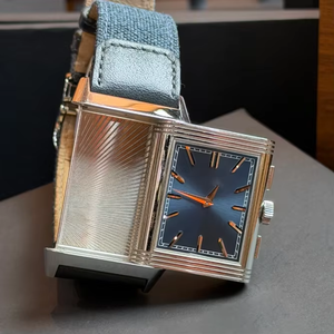 Luxury Reversible <b>Rectangular</b> Hollow Mechanical <b>Watch</b> with Chronograph, Stainless Steel Flip Case and Dual Dials - Product Image 5