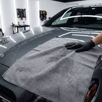 Serviette de nettoyage et de séchage pour voiture en microfibre gaufrée, sans traces, sans rayures, sans peluches, super absorbante, séchage rapide, chiffon de lavage carré