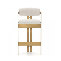 Tabouret de bar commercial de luxe léger de style nordique avec structure métallique, assise rembourrée, dossier, accoudoirs circulaires, design haut dossier, moderne