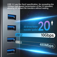 Station d'accueil 4 en 2 personnalisable, hub 3.2, prend en charge la transmission de données à 10 Gbps pour les accessoires informatiques, ordinateur portable, PC