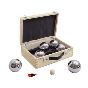 Jeu de boules de pétanque en acier écologique à 6 boules avec coffret en bois et logo personnalisé - Product Image 1