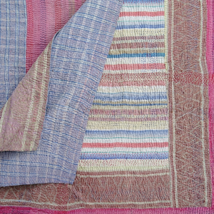 Twin Stripe Kantha Quilt Wholesale Hand <b>Stitch</b> Kantha <b>Blanket</b> - Product Image 2