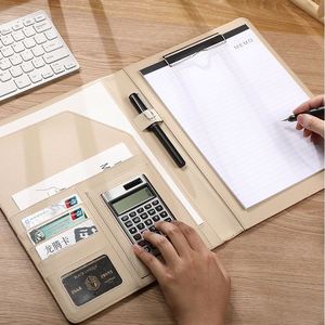 Custom Print Logo <b>A4</b> Pu Leather Multi-function Notebook Portfolio Business Office Stationery Zipper <b>File</b> Folder - Product Image 2
