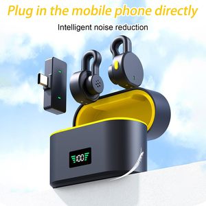 2025 baru portabel Tipe C mikrofon ganda ponsel perekaman Video Live Vlog Lavalier 2.4Ghz mikrofon nirkabel kecil - Product Image 5