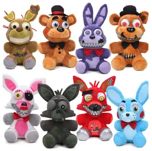 ตุ๊กตานุ่มนิ่มยัดไส้,ตุ๊กตาสัตว์นุ่มนิ่ม25ซม. FNAF Nightmare Freddy Bear Foxy Springtrap Bonnie