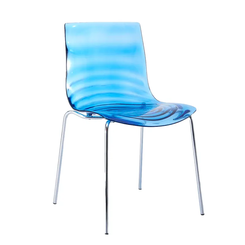 Sedia in fibra plastica policarbonato ristorante sedile PC trasparente con gamba in metallo cromato sedia da pranzo moderna PC-840