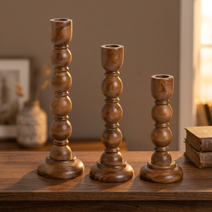 Juego de Candelabros de Madera de Acacia Hechos a Mano, 3 Piezas, Ecológicos y Duraderos, Decoración para el Hogar, Venta al Por Mayor - Product Image 2