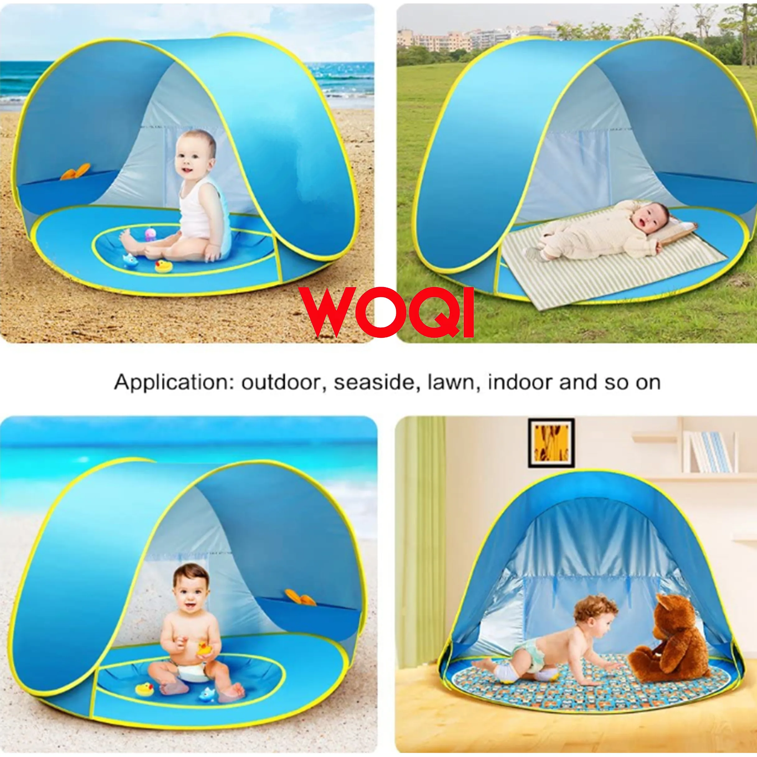 Woqi pop up barraca de praia de acampamento ao ar livre pop up Instantânea barraca de praia Automático tenda almofada inflável para as crianças