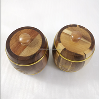 Petite boîte à tonneau en bois antique avec couvercle Pot à tonneau en bois d'acacia pour boîte d'emballage alimentaire, sucre, bonbons, grains de café, thé