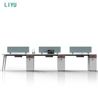 Table de bureau convertible en bois Liyu Foshan Clover, poste de travail moderne pour 2 à 8 personnes avec cloison