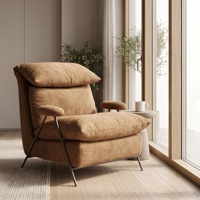 Fauteuil d'appoint moderne en tissu, fauteuil simple de luxe design, fauteuil rembourré pour salon avec pieds en métal