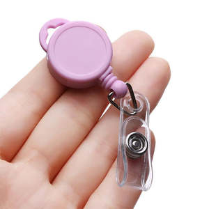 Macaron Retractable Badge Reel Candy Color ABS ID Card <b>Holder</b> Custom Logo Yoyo Clip 60-70cm Cord Length Metal Hook PVC Strap - Product Image 6