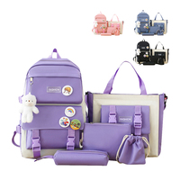 Ensemble de sacs à dos scolaires en tissu Oxford de haute qualité 5 pièces sac de rangement à bandoulière en toile élégant pour les élèves du primaire