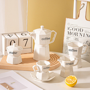 Set di Tazze da Caffè in Porcellana Stile Nordico, Tazze da Tè in Ceramica Bianca con Piattino per Ristoranti e Casa, Regalo di Lusso - Product Image 1