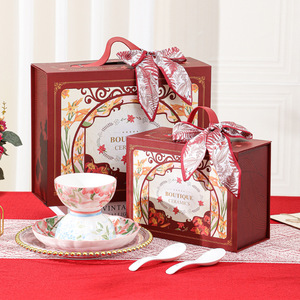 Underglaze Ceramic Sets Microwave Safe Spring Flower Porcelain Bowls Plates Home Utensils Kit Business Gifts Opening Event - Product Image 4