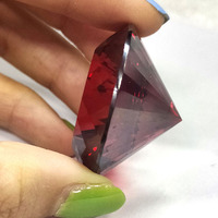 Grande taille 35 mm, pierre de zircone cubique rouge ronde, grande taille, 16 cœurs 16 flèches, pierres précieuses en vrac