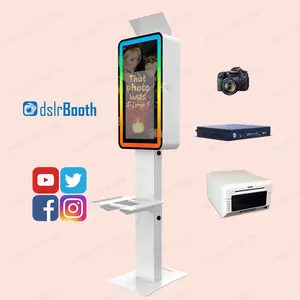 21.5 inç fotoğraf kabini Selfie Pod düğün veya parti fotoğraf kabini fotoğraf kabini ayna Selfie sihirli fotoğraf ayna standında makinesi ile yazıcı Kiosk