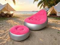 Fauteuil gonflable floqué avec repose-pieds, canapé inclinable en PVC, siège portable pliable pour salon