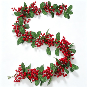 Guirlande de baies artificielles de Noël Jiebang 100cm-200cm, fleurs en soie pour décoration de cheminée et présentation festive à la maison - Product Image 5