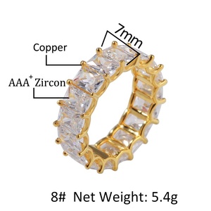 Baguette <strong>Ring</strong> <strong>925</strong> Sterling <strong>Silver</strong> CZ Diamond Cut Zirconia Hip Hop <strong>Ring</strong> Bling Gold Plating Rapper Jewelry - Product Image 6