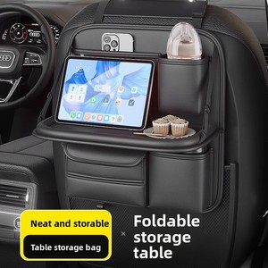 Opvouwbare lederen autostoel-organizer met klein tafeltje, onmisbare accessoire voor de achterbank - Product Image 2