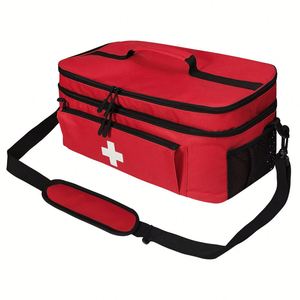 Bolsa de primeros auxilios, bolsa organizadora de medicamentos de doble capa para gimnasio, oficina, camping - Product Image 1