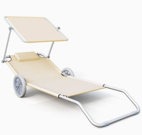 Chaise de plage pliable minimaliste moderne avec roulettes et dossier pare-soleil, avec rangement intégré
