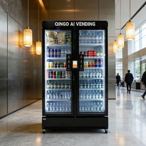 Enfriadores Verticales para Supermercados Qingo, Refrigerador, Gabinete Refrigerador, Enfriador Doble de Bebidas, Máquinas Expendedoras - Product Image 1