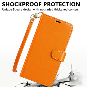 Étui portefeuille à rabat en cuir PU pour iPhone 11 12 13 14 15 16 17 18, avec fentes pour cartes, support et dragonne, antichoc - Product Image 2