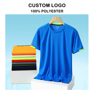 T-shirts décontractés en polyester tricoté 100 %, col rond, 180 g, couleur unie, séchage rapide, impression sérigraphique, logo personnalisé pour hommes - Product Image 2