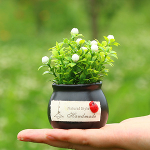 Planta Artificial Bonsái, Adorno de Fruta de la Suerte, Resina Redonda Hecha a Mano, Decoración para Coche, Decoración Verde Fresca - Product Image 3