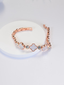 Elegant Rose Gold Lucky Charm <b>Bracelet</b> with Mother-of-Pearl CZ Accent Daily Stacking Gift - Product Image 6