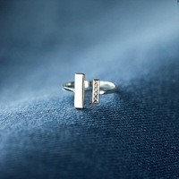 Double anneau en T pour femmes bijoux de mode classiques avec anneaux Midi en argent en cristal sculpté pour empiler pour les filles