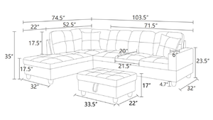 Modern Leather Modular Sectional <b>Sofa</b> Convertible Extendable Removable Sleeper Apartment Hotel L-Shape Living Room - Product Image 4
