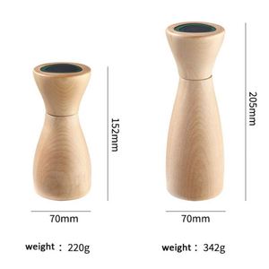 Moulin à poivre en bois créatif à grossièreté réglable Mécanisme de broyage en céramique Moulin à sel rechargeable - Product Image 4