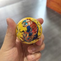 Balles d'exercice pour les mains chinoises, balles Baoding en filigrane Lion Jaune, jouet anti-stress pour enfants, cadeau d'anniversaire