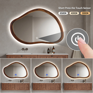 <span class=keywords><strong>Miroir</strong></span> <span class=keywords><strong>de</strong></span> <span class=keywords><strong>salle</strong></span> <span class=keywords><strong>de</strong></span> <span class=keywords><strong>bain</strong></span> <span class=keywords><strong>vintage</strong></span> irrégulier en gros, à LED, à économie d'énergie, anti-buée, avec cadre en bois, <span class=keywords><strong>miroir</strong></span> mural décoratif avec éclairage arrière - Product Image 5