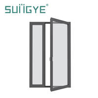 Porte battante en aluminium noir certifiée NFRC SUNGYE, insonorisée, avec verre trempé, fabrication directe d'usine, pour entrée principale de maison