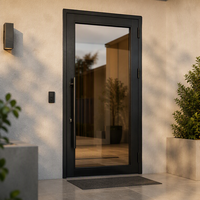 Porte d'entrée en aluminium à rupture de pont thermique, double vitrage, serrure de sécurité, haute isolation, villa minimaliste