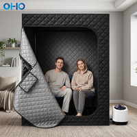 Tenda Sauna Uap Portabel OHO untuk 2 Orang, Ruang Sauna Rumah untuk Seluruh Tubuh dengan Generator Uap untuk Penggunaan di Dalam Ruangan