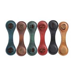 Magnetic <b>Leather</b> <b>Bookmark</b> Custom Engraved Name Pattern Solid Color Reusable Cute Style Book Marker Clip Back - Product Image 2