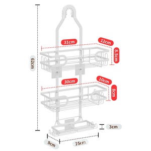 Double Tier Modern Stainless Steel Toilet Rack Wall-Mounted Waterproof <b>Storage</b> for Bathroom <b>Shower</b> Room - Product Image 4