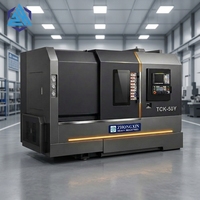Tour CNC TCK50AY de haute précision avec capacité d'axe Y pour le fraisage de l'acier inoxydable et le perçage latéral sur les connecteurs en laiton