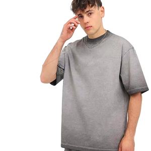 Camiseta de Hombre Moderna con Lavado Vintage y Color Degradado, 230g, Algodón Puro, Corte Holgado, Estilo Oversize, Hombros Caídos, Manga Corta - Product Image 1