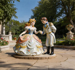 Sculpture personnalisée en fibre de verre S855 Princesse Prince, Statue de mariage romantique, Figurine de dessin animé pour la décoration paysagère des parcs - Product Image 1